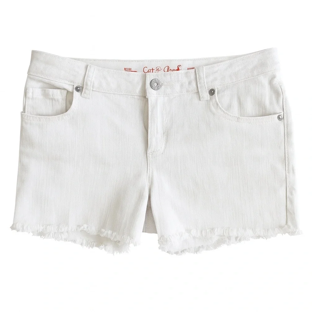 New Cat & Jack White Denim Cutoff Shorts Raw Hem Ultimate Stretch Youth XL (14) - Picture 1 of 4